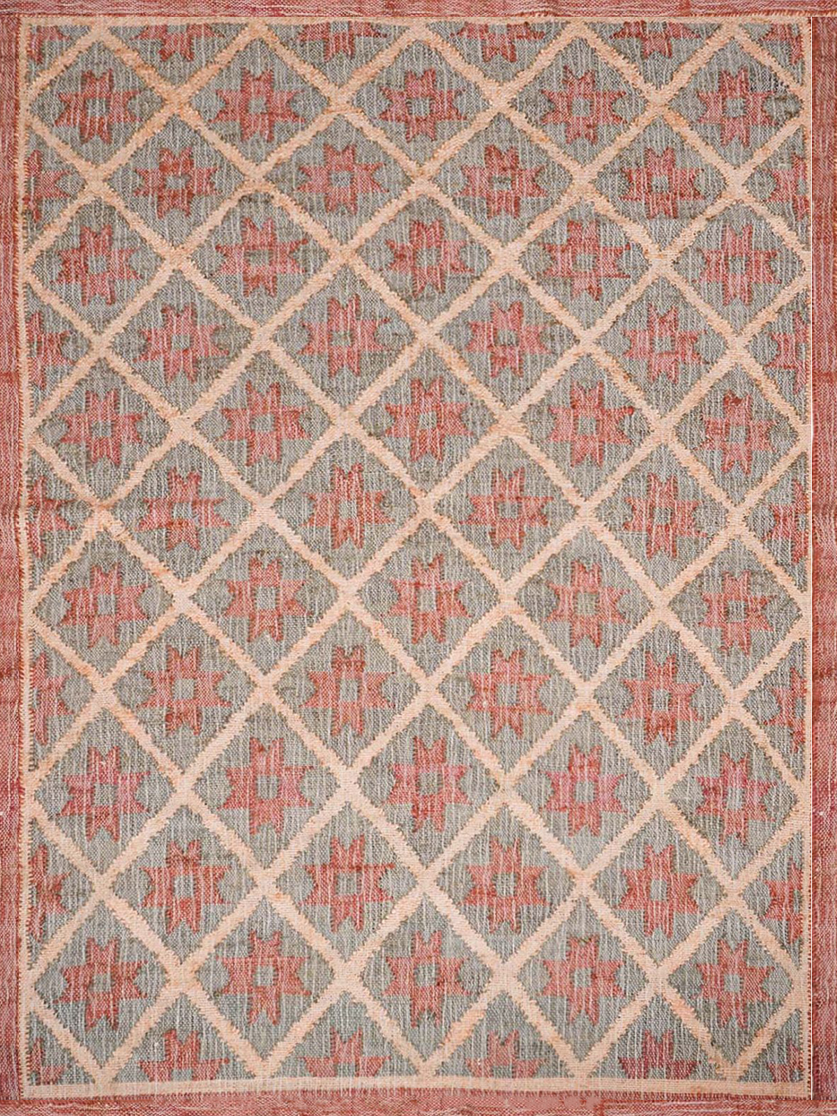 Jute Kilim Ruby Rug jute rug in red tones