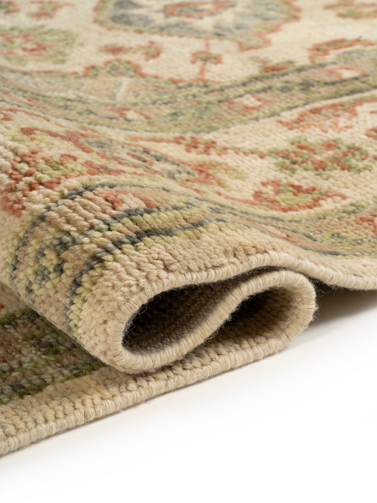 Khorasan Olive - additional product view showing the handspun wool rug