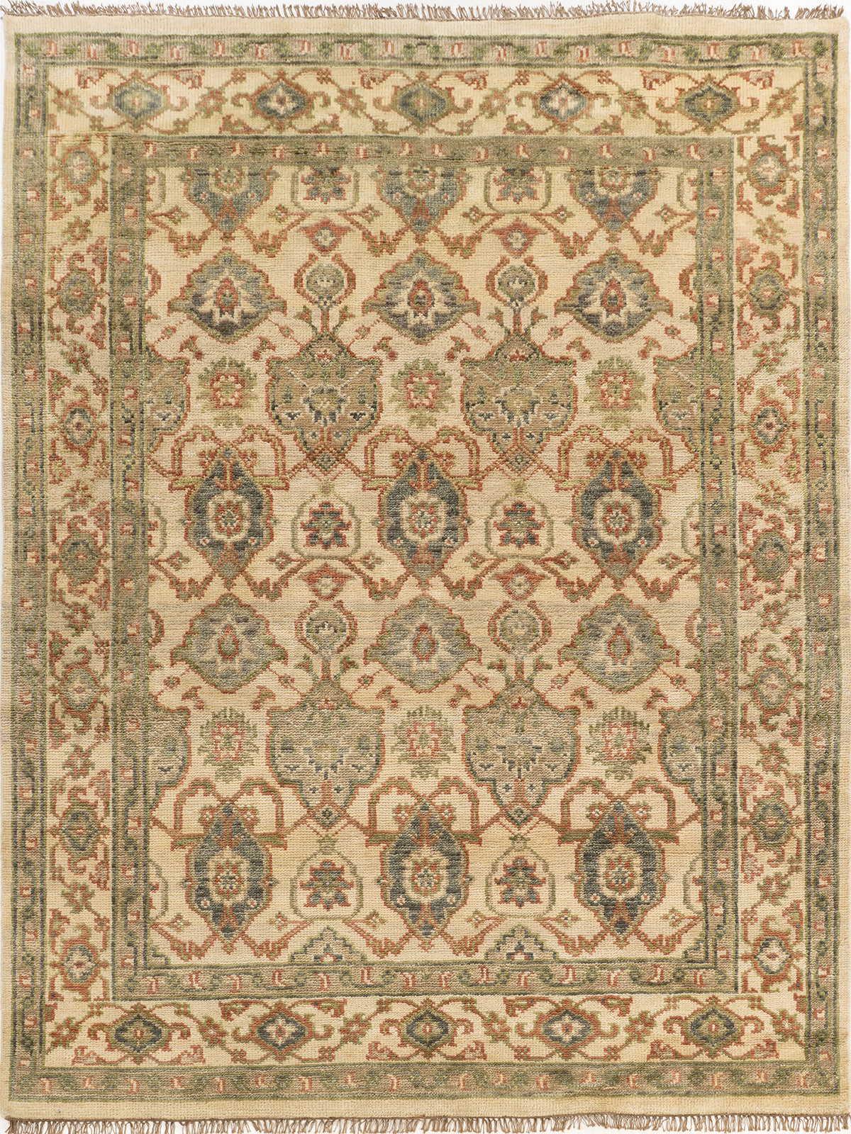 Khorasan Olive handspun wool rug in green tones