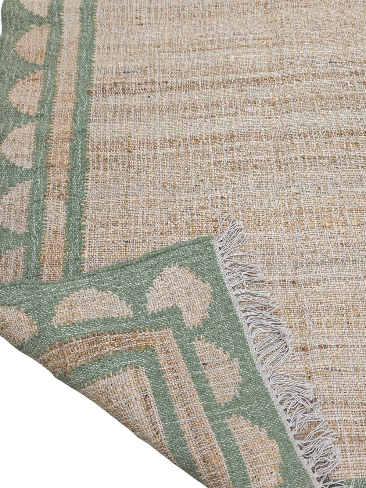 Kigali scalloped hemp rug- Green - additional product view showing the hemp rug