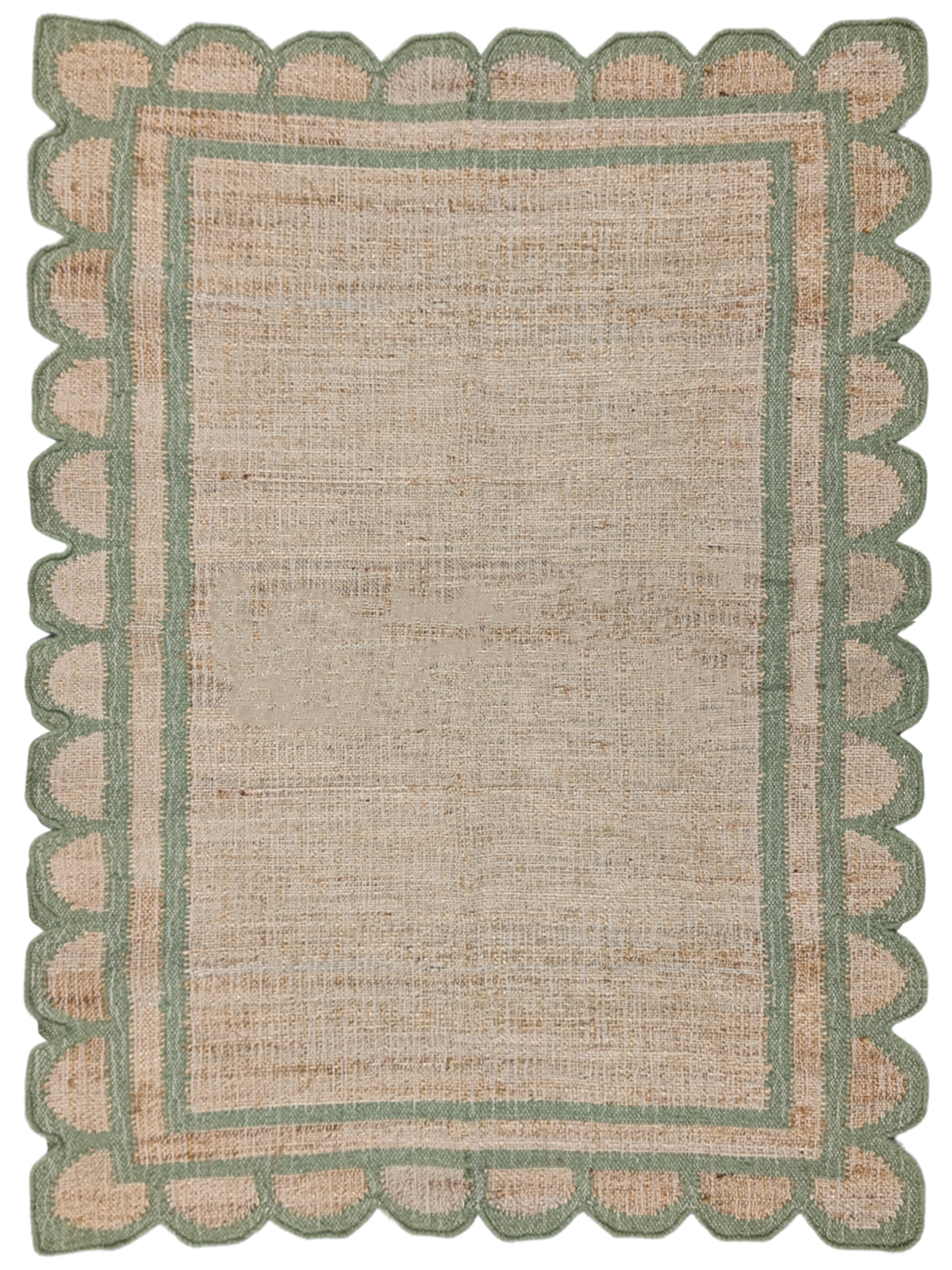 Kigali scalloped hemp rug- Green hemp rug in green tones
