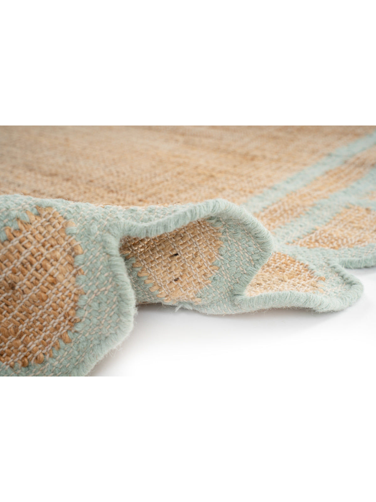 Kigali scalloped hemp rug-Mint green - additional product view showing the hemp rug