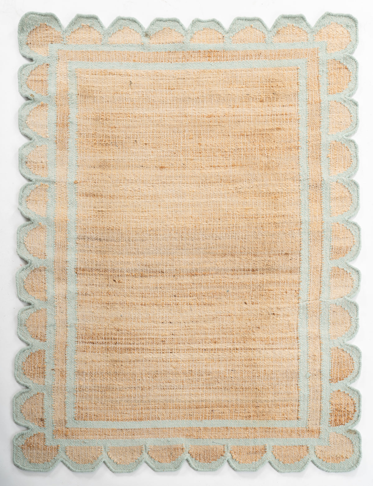 Kigali scalloped hemp rug-Mint green hemp rug in green tones