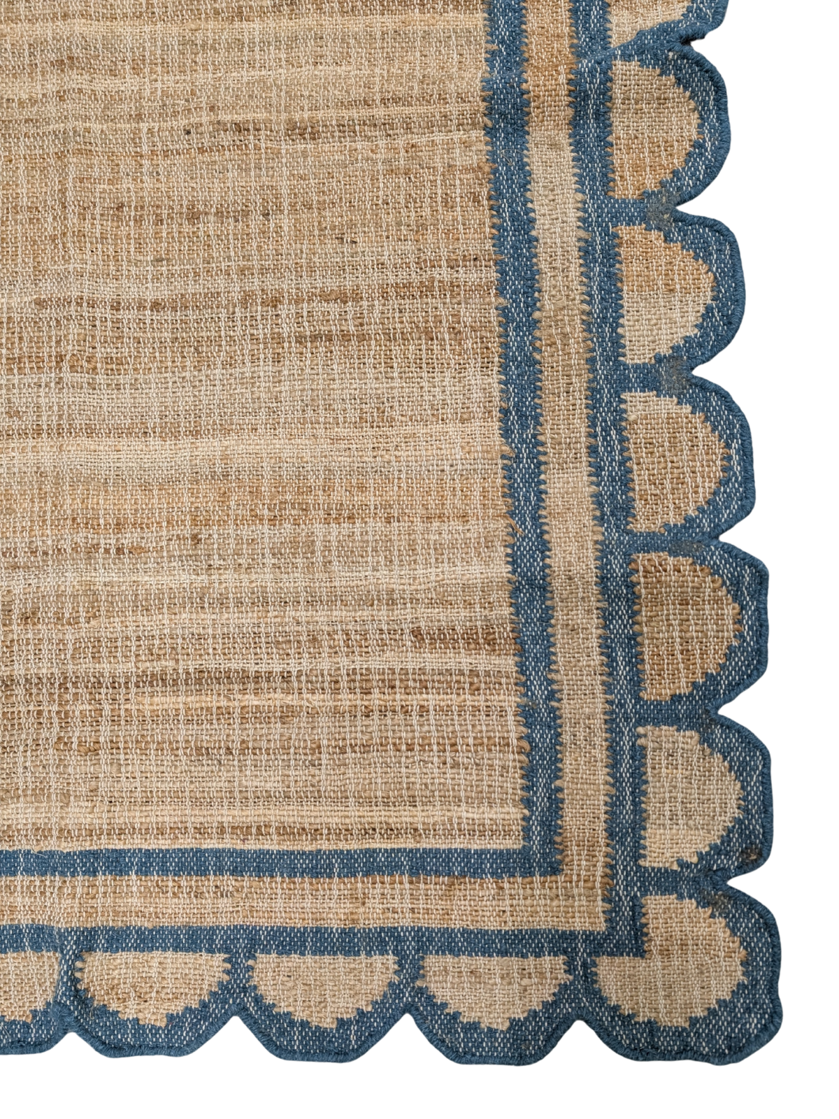 Kigali scalloped hemp rug-Navy close-up showing the hemp weave and surface texture