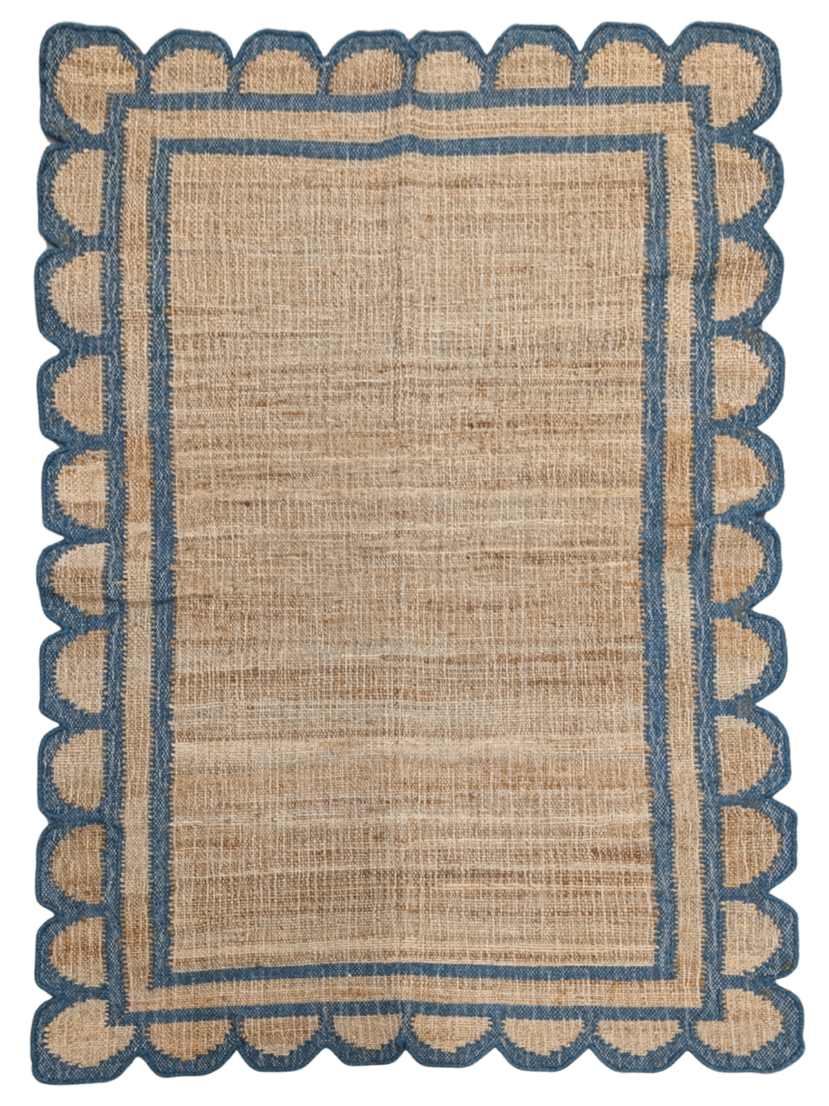 Kigali scalloped hemp rug-Navy hemp rug in blue tones