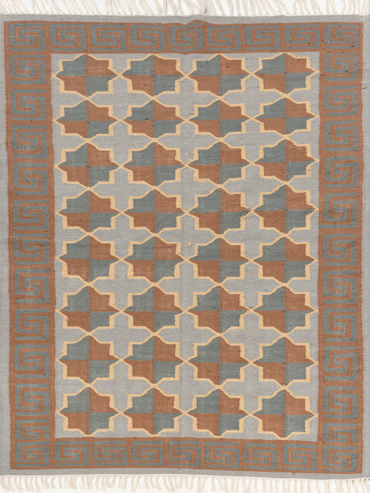 Kilim Quatrefoil Wool Rug wool rug in multicoloured tones
