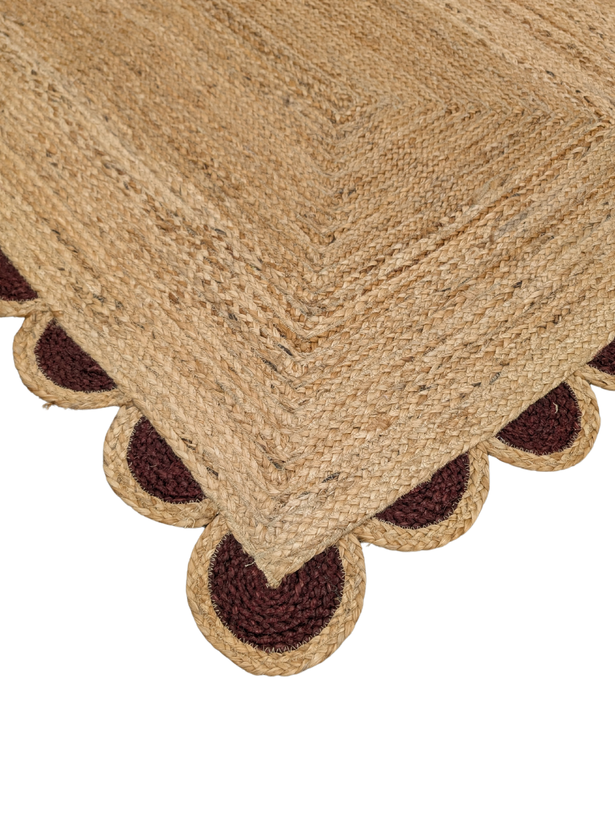 Kribi scalloped jute area rug-Black close-up showing the jute weave and surface texture