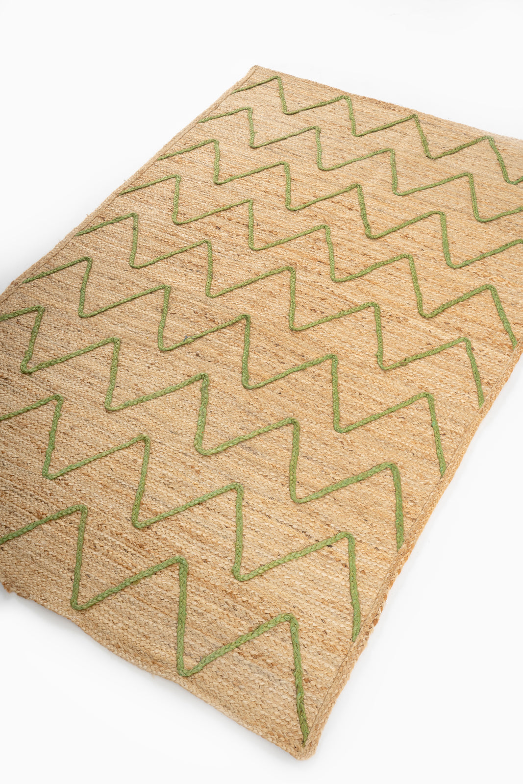 Lagos zig zag braided area rug-Green - additional product view showing the jute rug