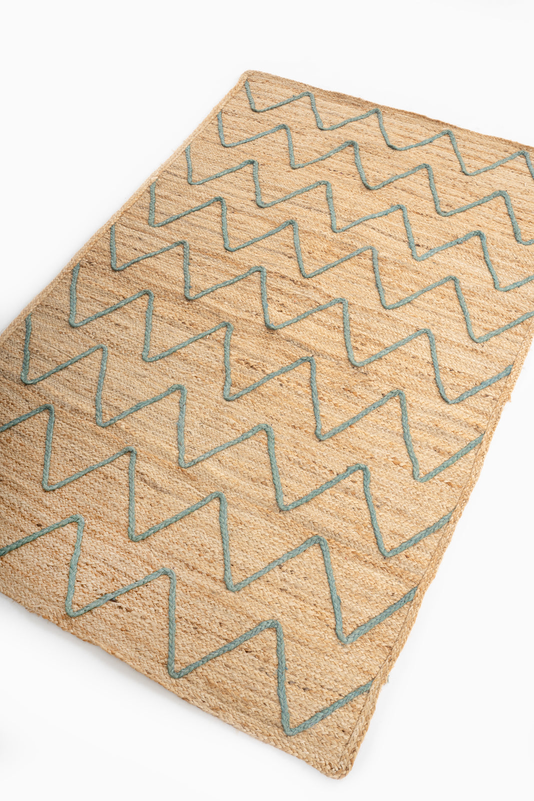 Lagos zig zag braided area rug-Teal - additional product view showing the jute rug