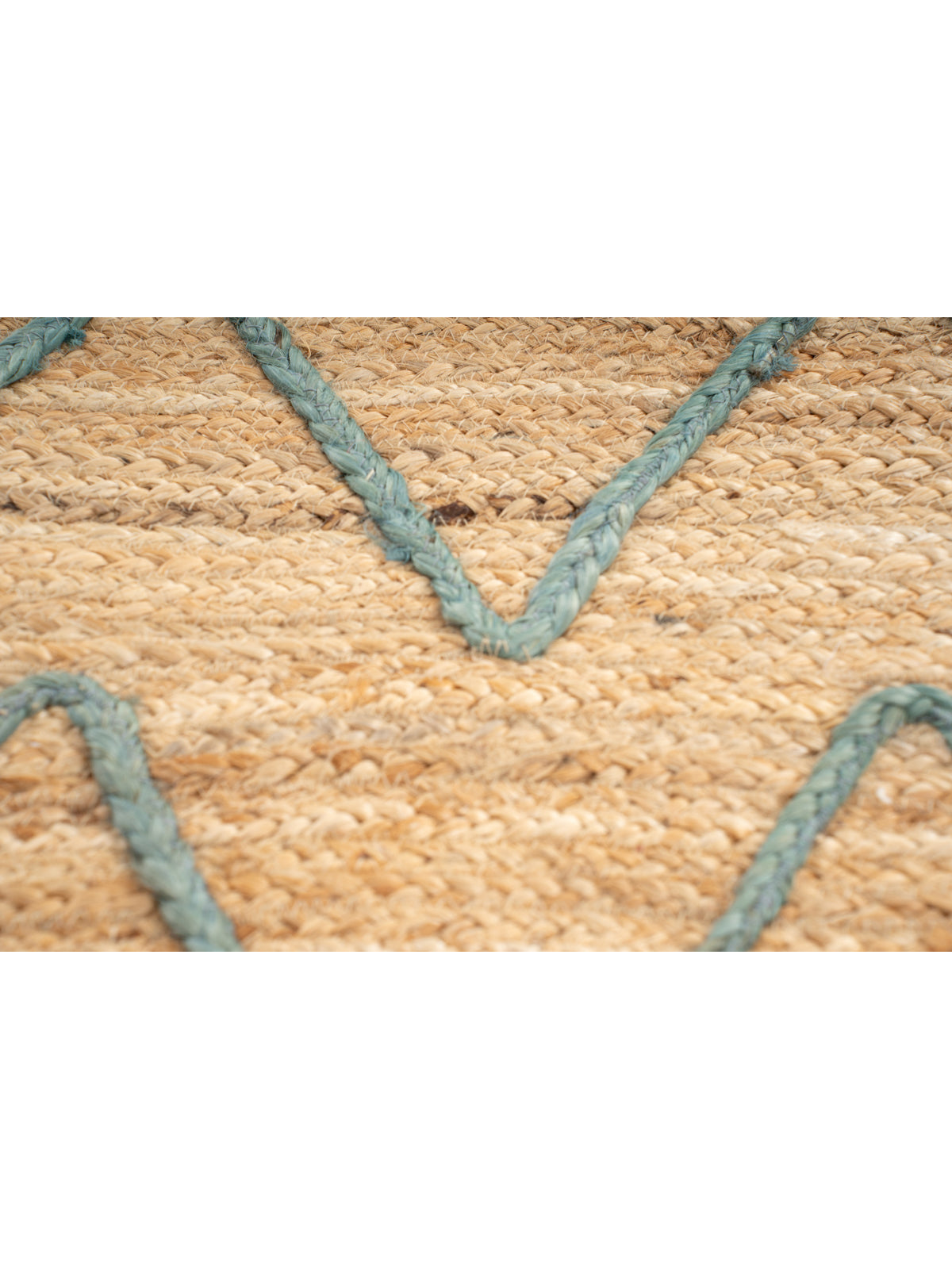 Lagos zig zag braided area rug-Teal - additional product view showing the jute rug