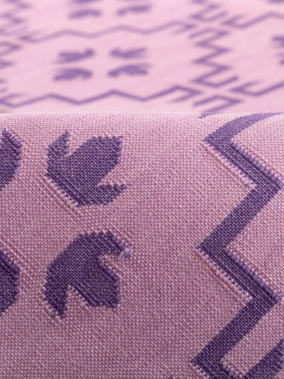 Lilac Majesty detail of the floral motif in cotton cut pile
