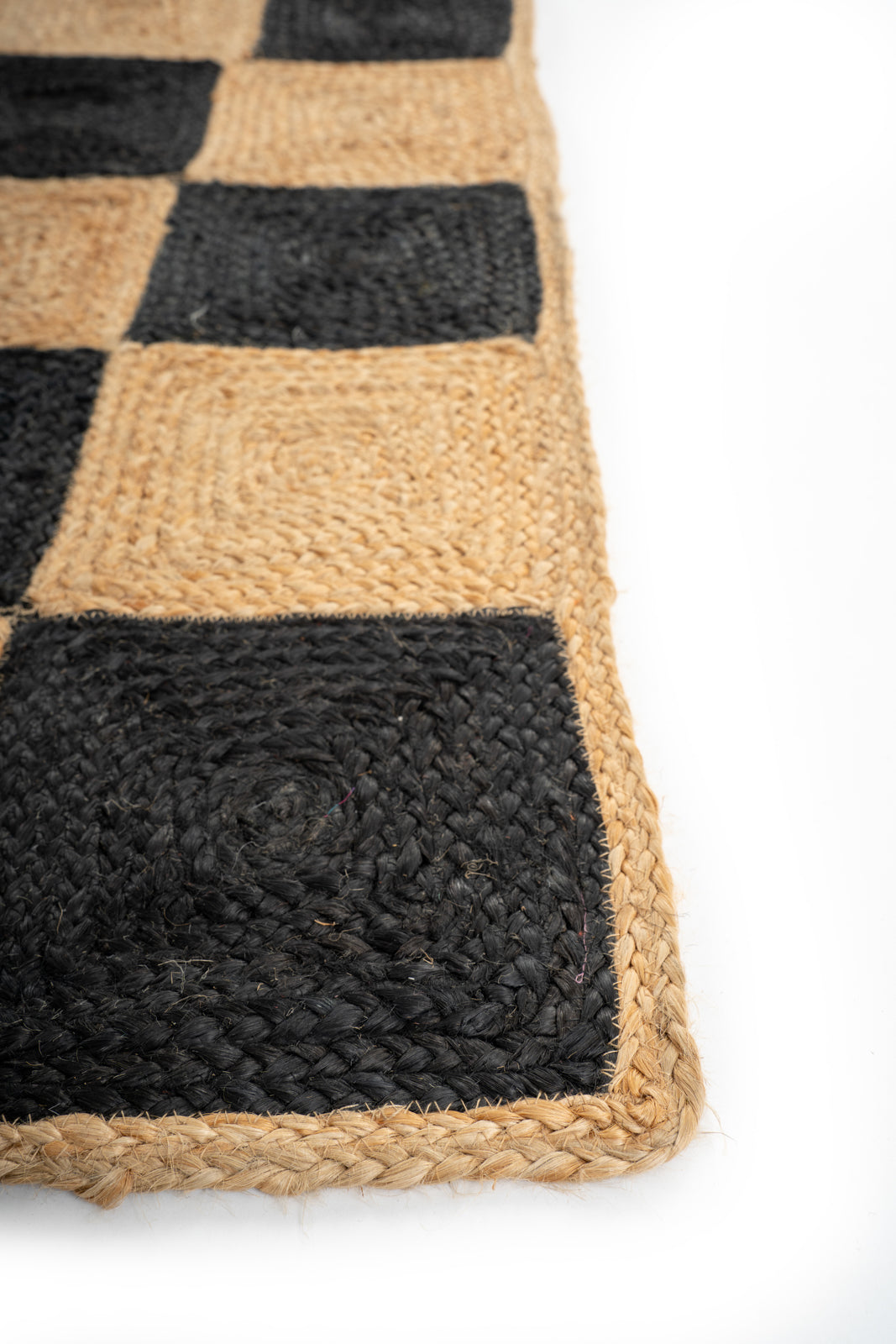 Lincoln checkered jute rug-Black - additional product view showing the jute rug