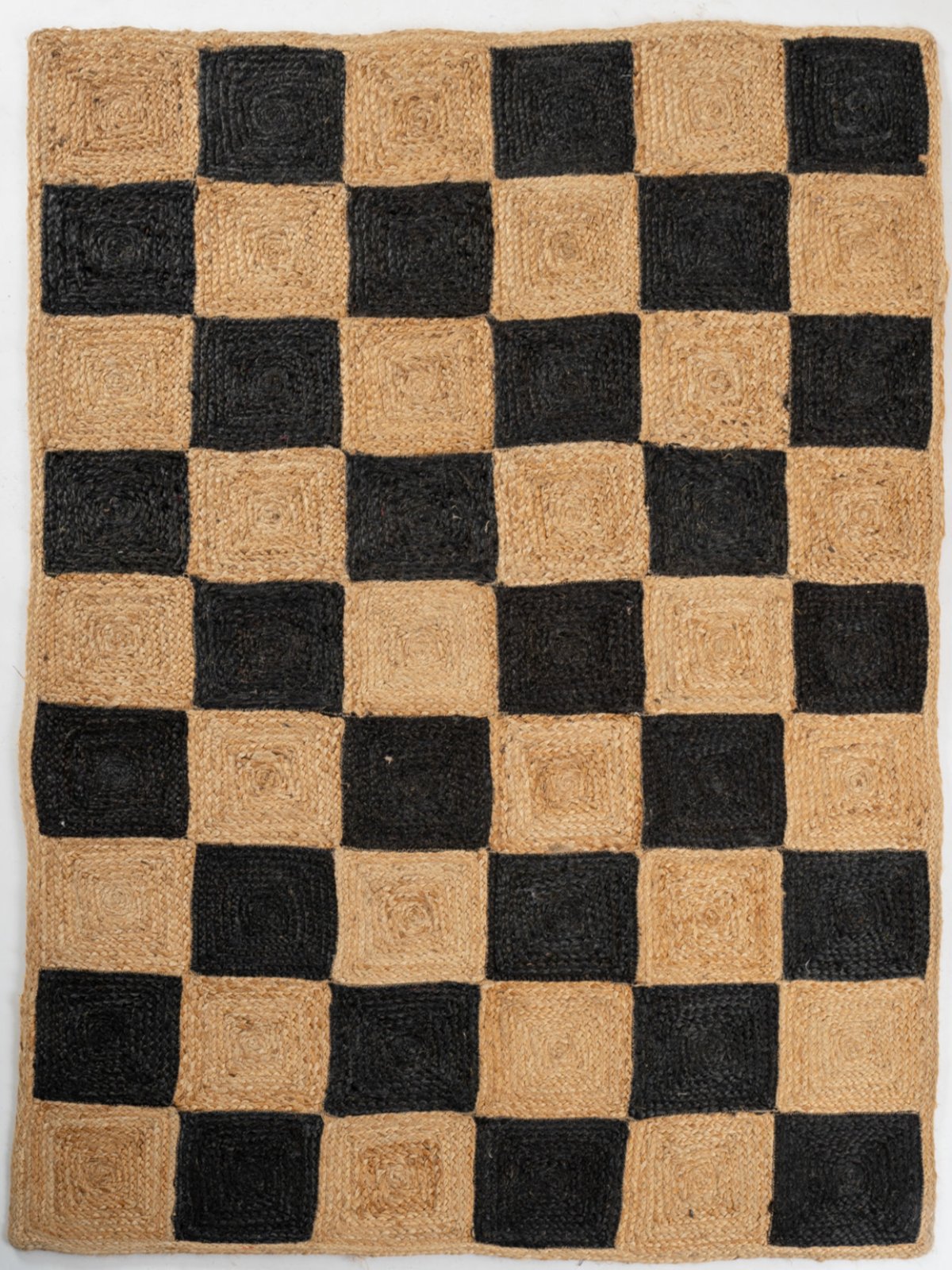 Lincoln checkered jute rug-Black jute rug in grey tones