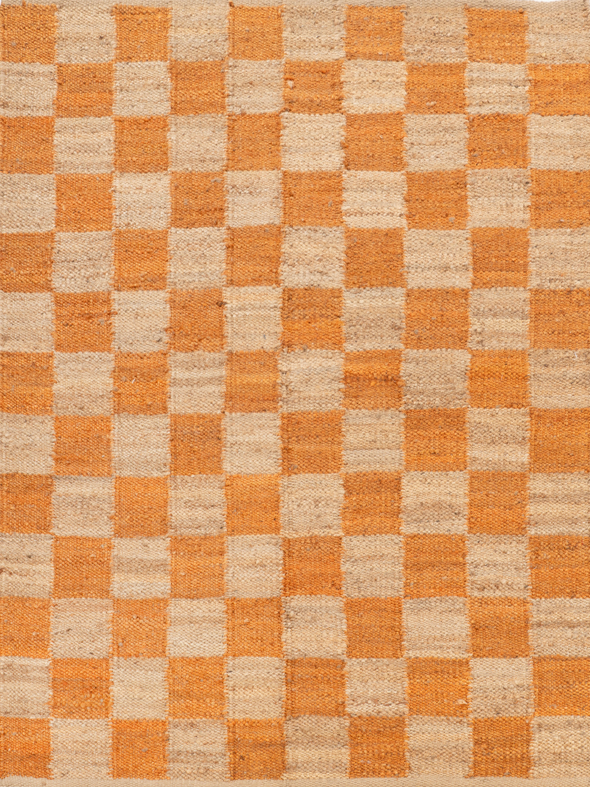 Lincoln checkered jute rug-Orange jute rug in orange tones