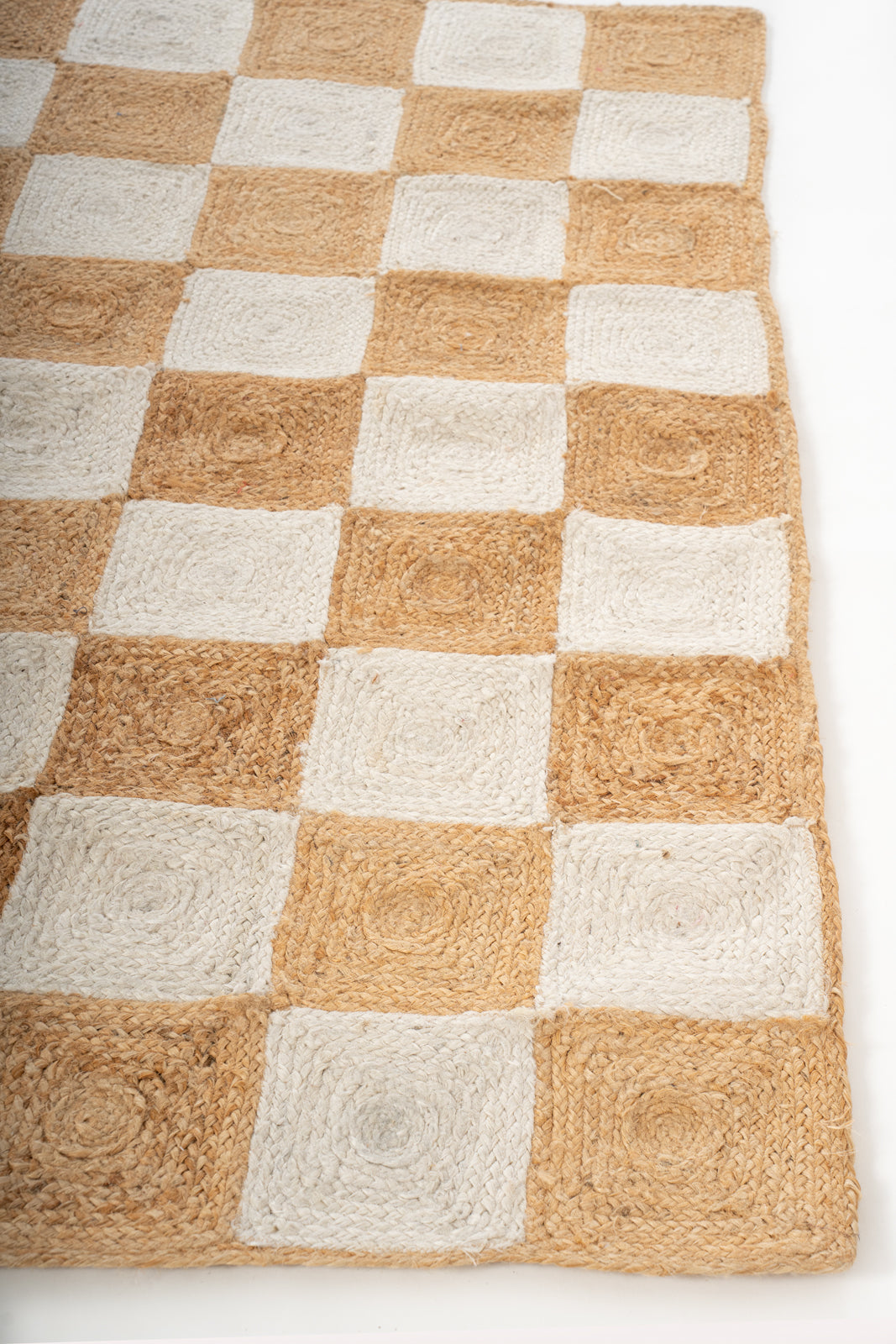 Lincoln checkered jute rug-White - additional product view showing the jute rug