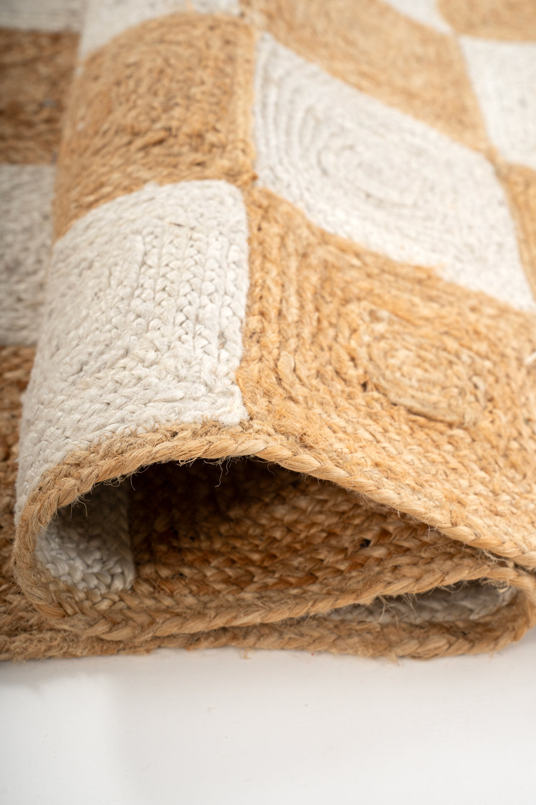 Lincoln checkered jute rug-White - additional product view showing the jute rug