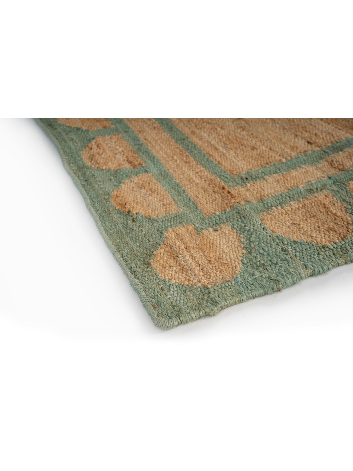Lira scalloped hemp rug-Green close-up showing the hemp weave and surface texture