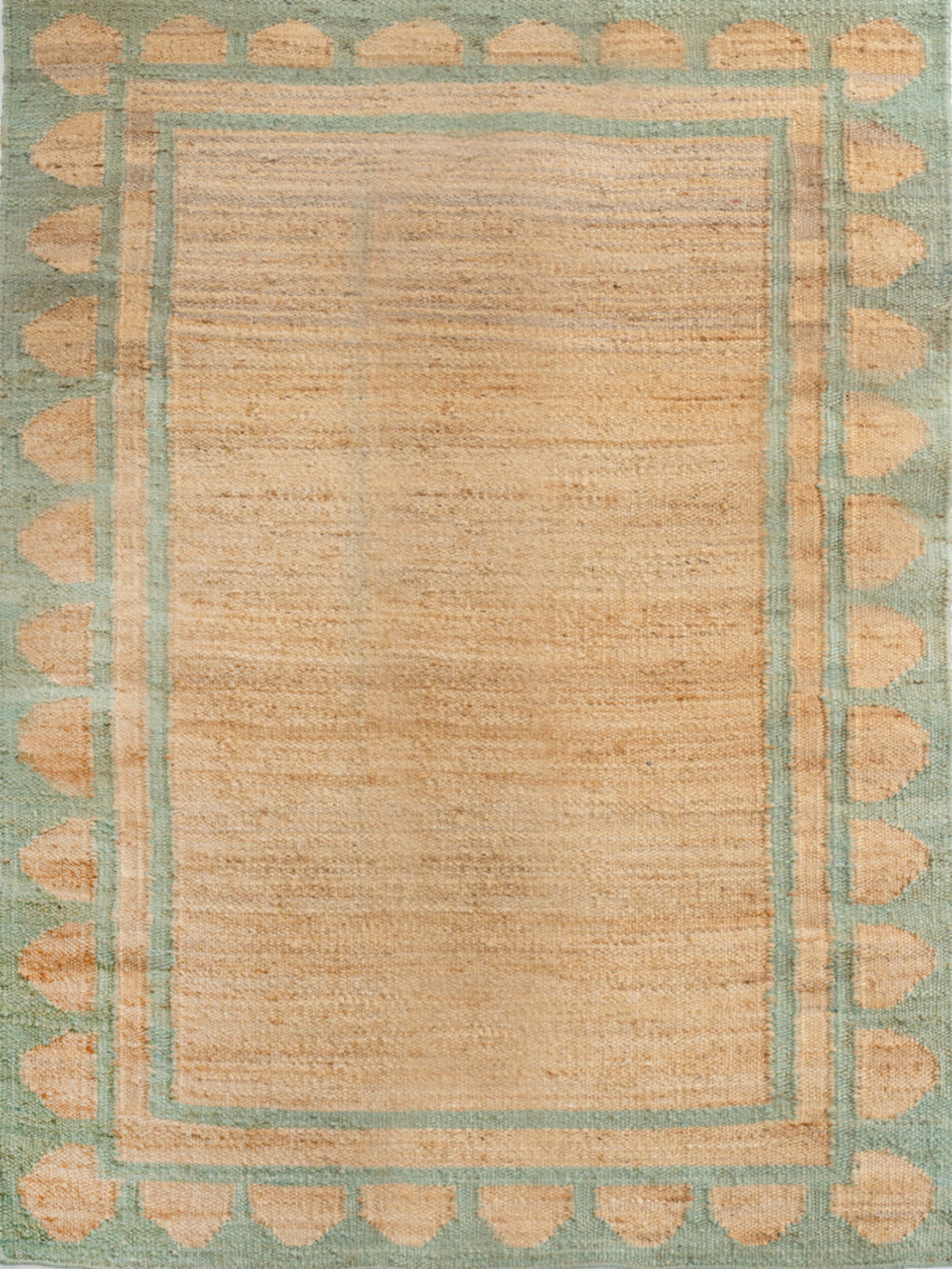 Lira scalloped hemp rug-Green | Scalloped Green Jute Rug - Aarohana Home