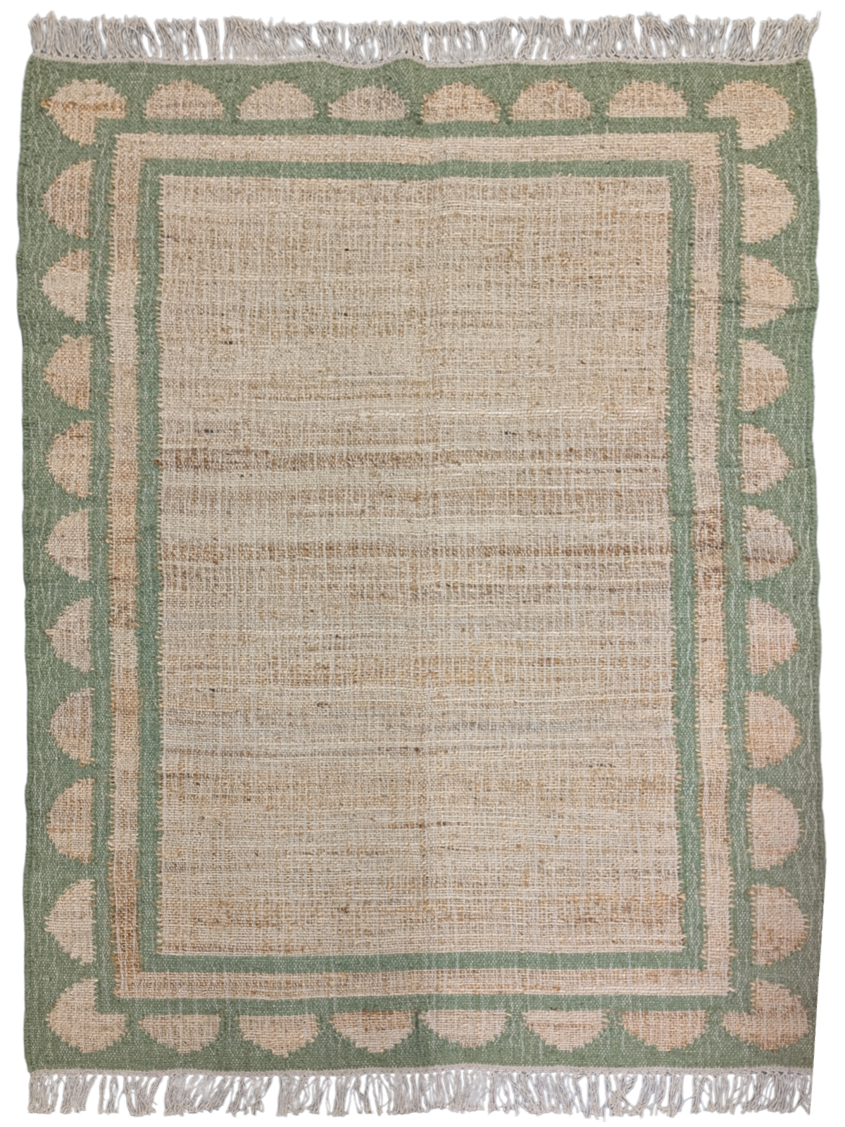 Lira scalloped Jute Rug-Green jute rug in green tones