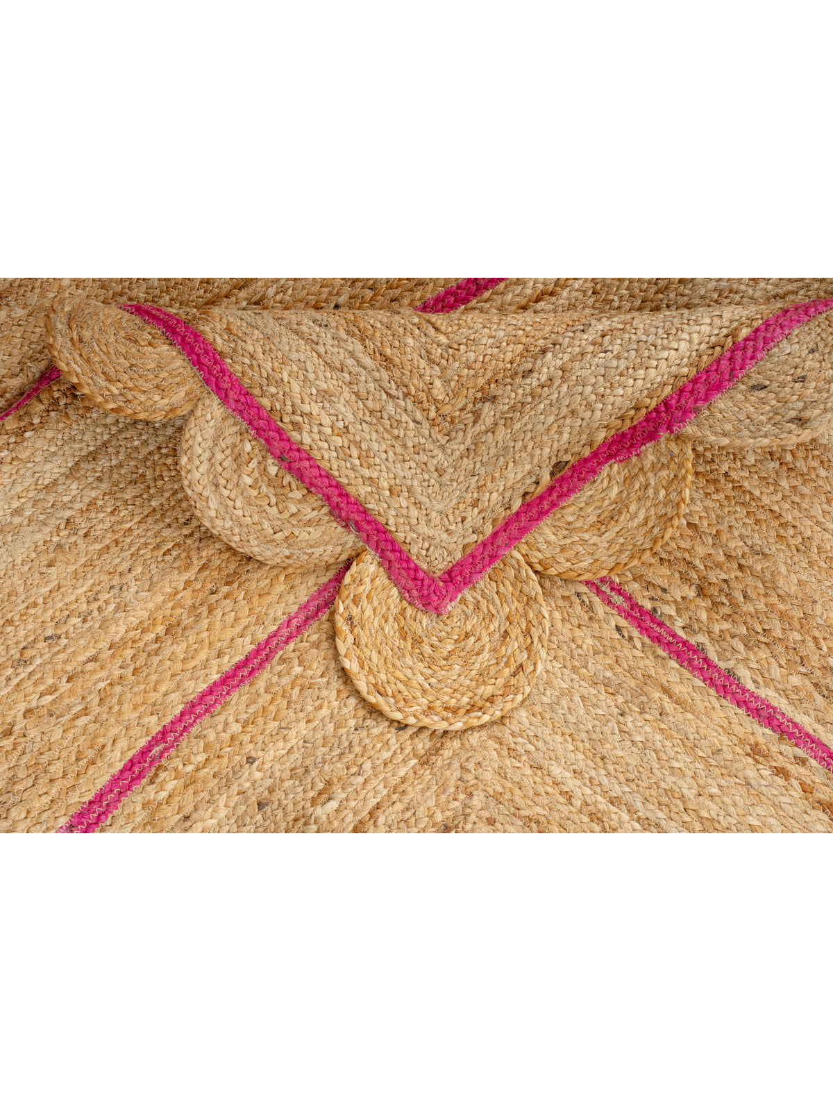 Loko scalloped area rug-Pink detail showing the textured cotton surface and finishing