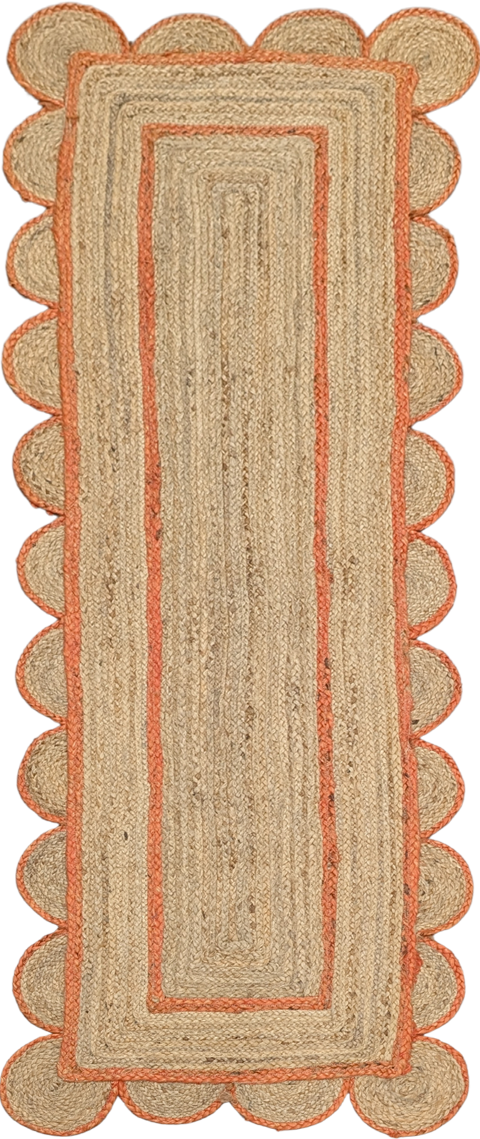 Loko scalloped runner-Orange in cotton