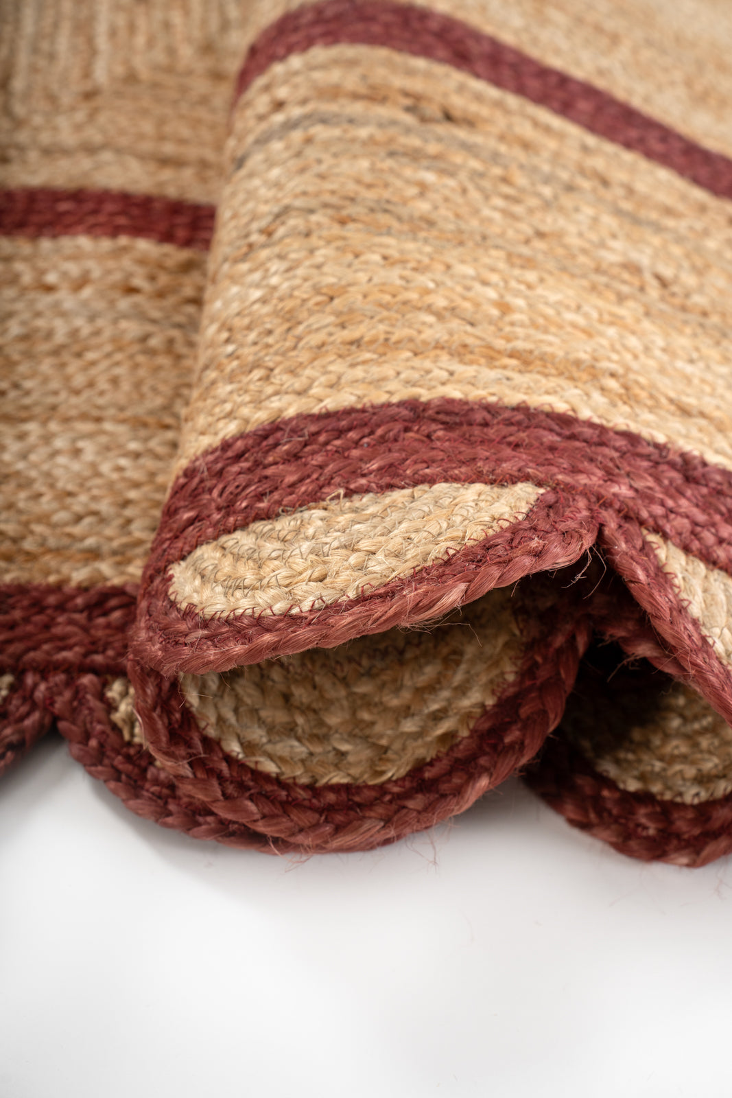 Loko scalloped square jute rug-Red - additional product view showing the jute rug