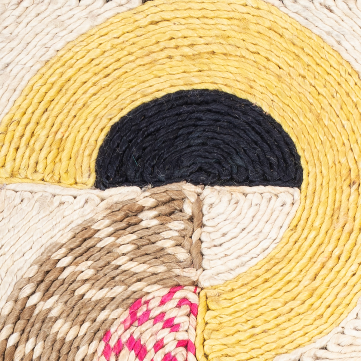 Looma : Aabha close-up showing the mixed fibre weave and geometric motif