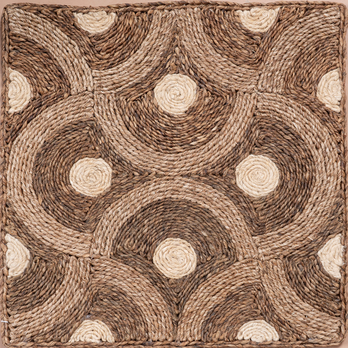 Looma : Jiva mixed fibre rug in neutral tones, overhead view