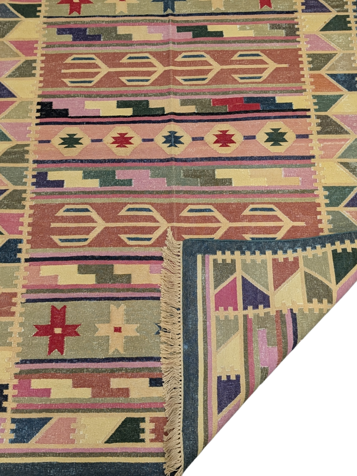 Lost Caravan - Vintage Dhurrie detail of the traditional motif in cotton