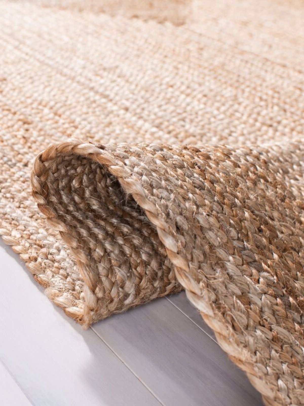 Lusaka natural jute braided area rug-Natural detail showing jute surface and braided texture