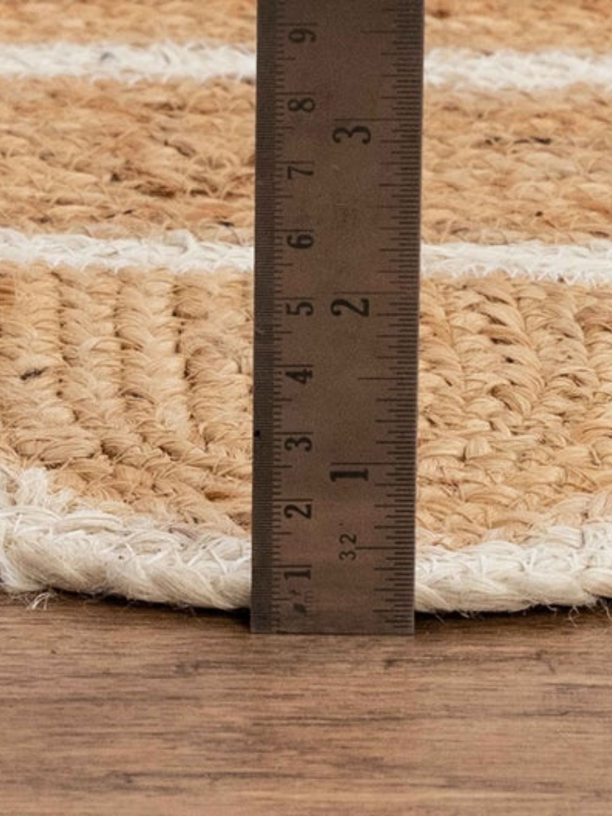 Luxor Scalloped Braided Runner-Ivory cotton stair runner styled on a staircase in a designed interior