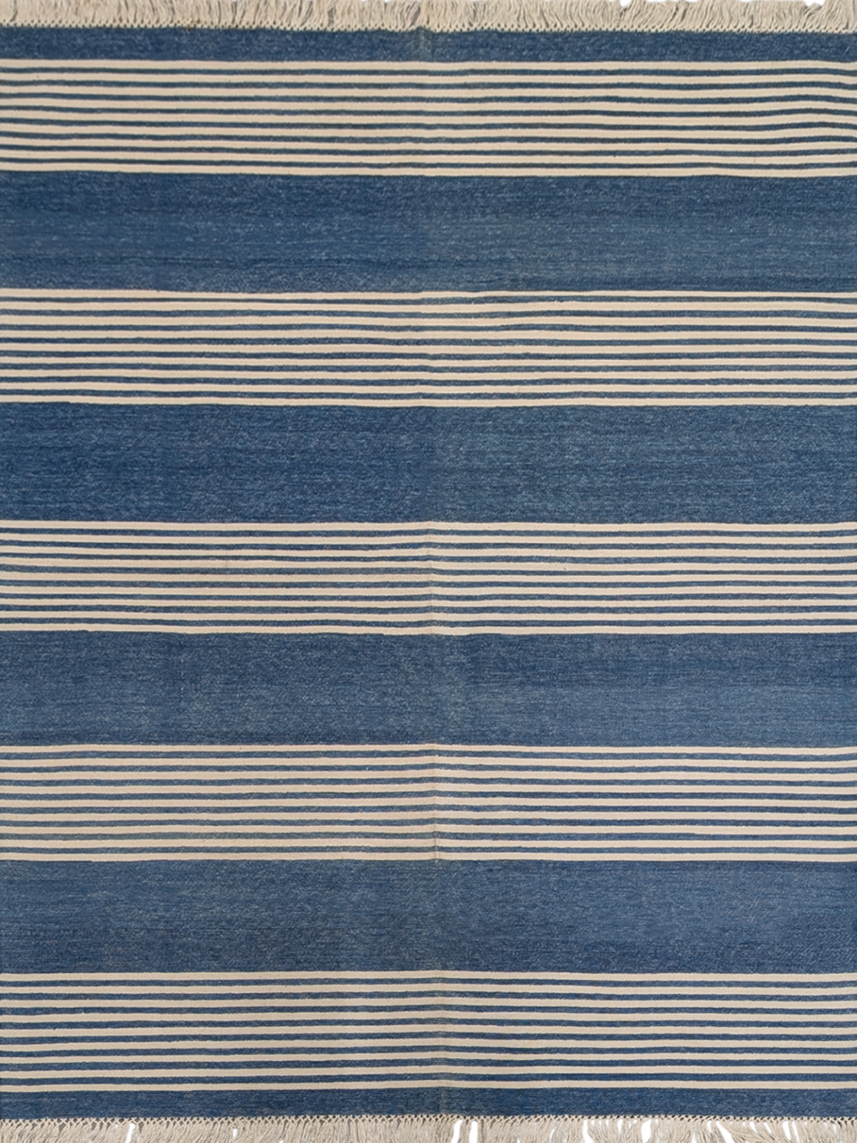 Mariner's Calm Cotton Rug cotton rug in blue tones, overhead view