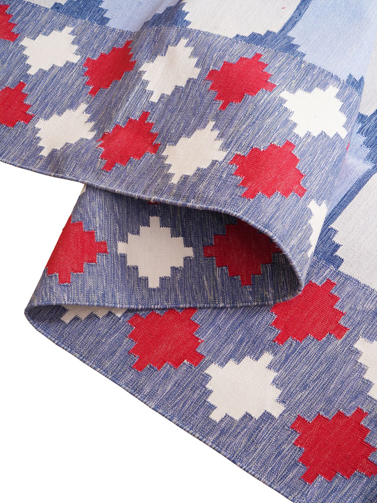 Maritime Melody Flatweave Rug - texture detail showing cotton surface