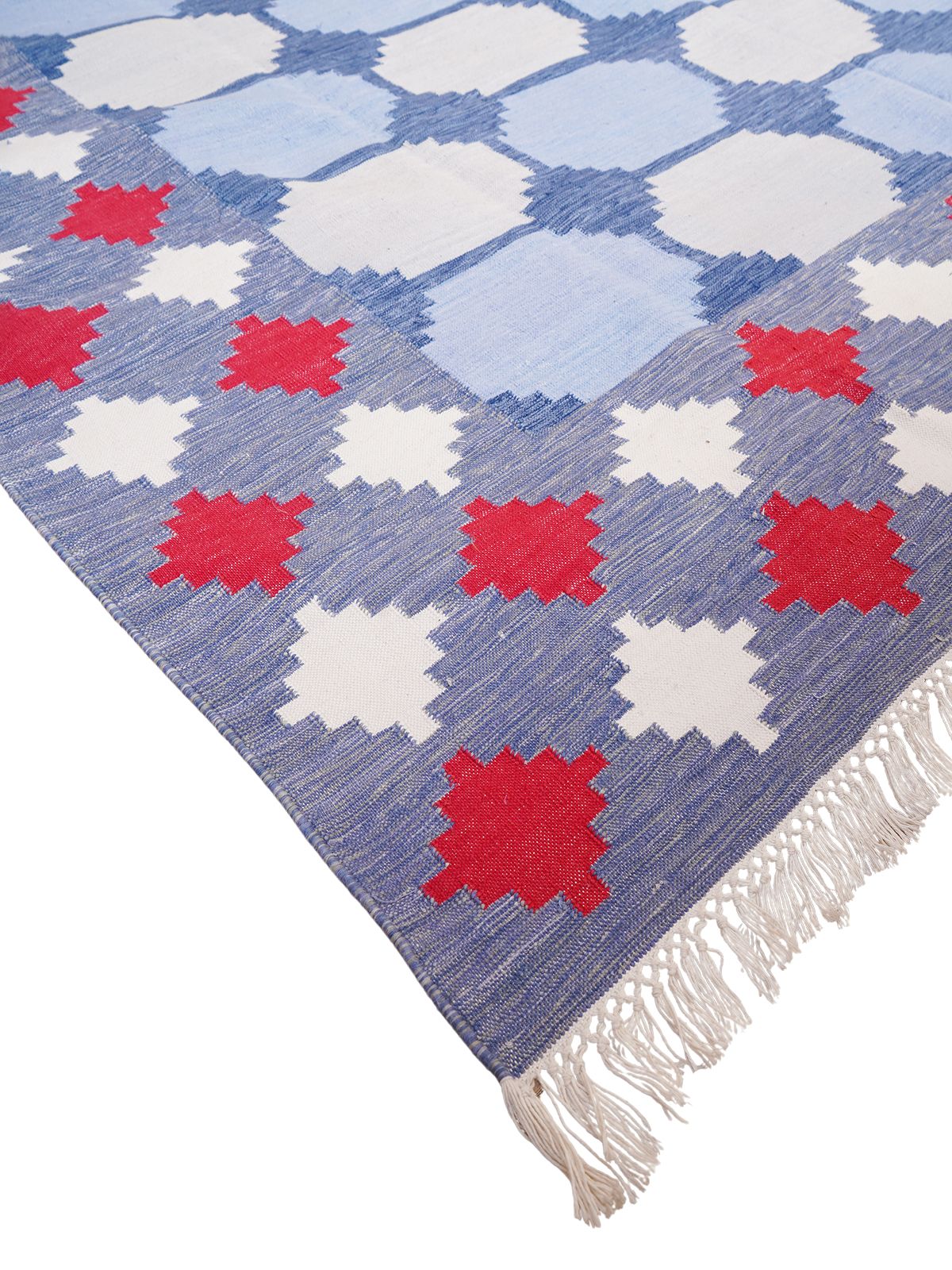 Maritime Melody Flatweave Rug close-up showing the cotton weave and striped pattern