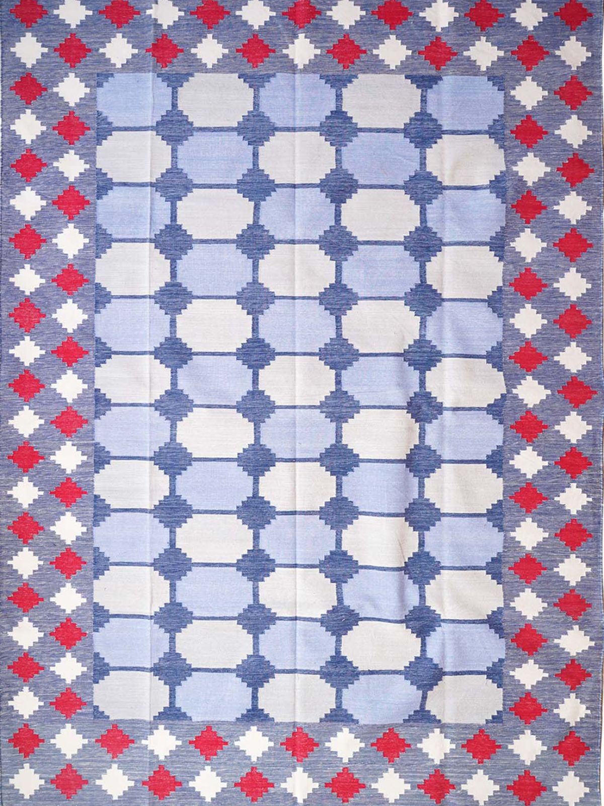 Maritime Melody Flatweave Rug cotton rug in blue tones