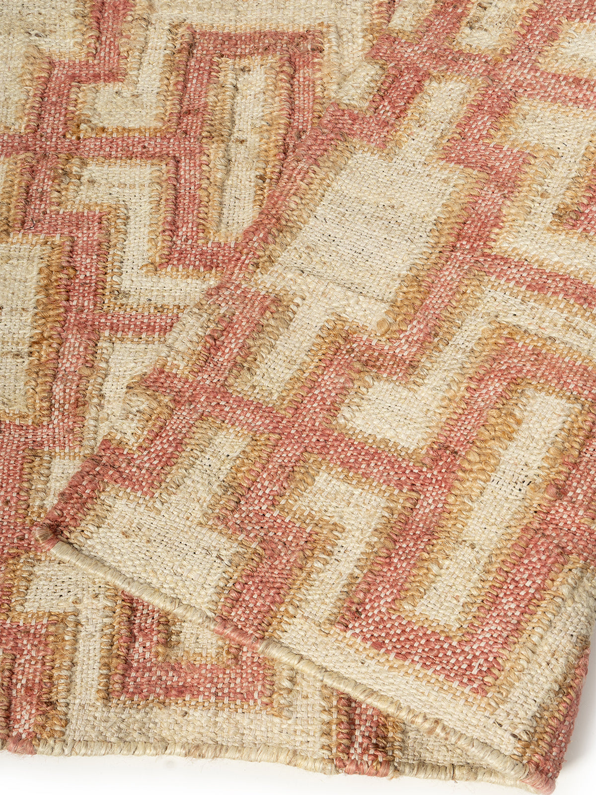 Maze Dance Jute Rug detail of the geometric pattern in jute