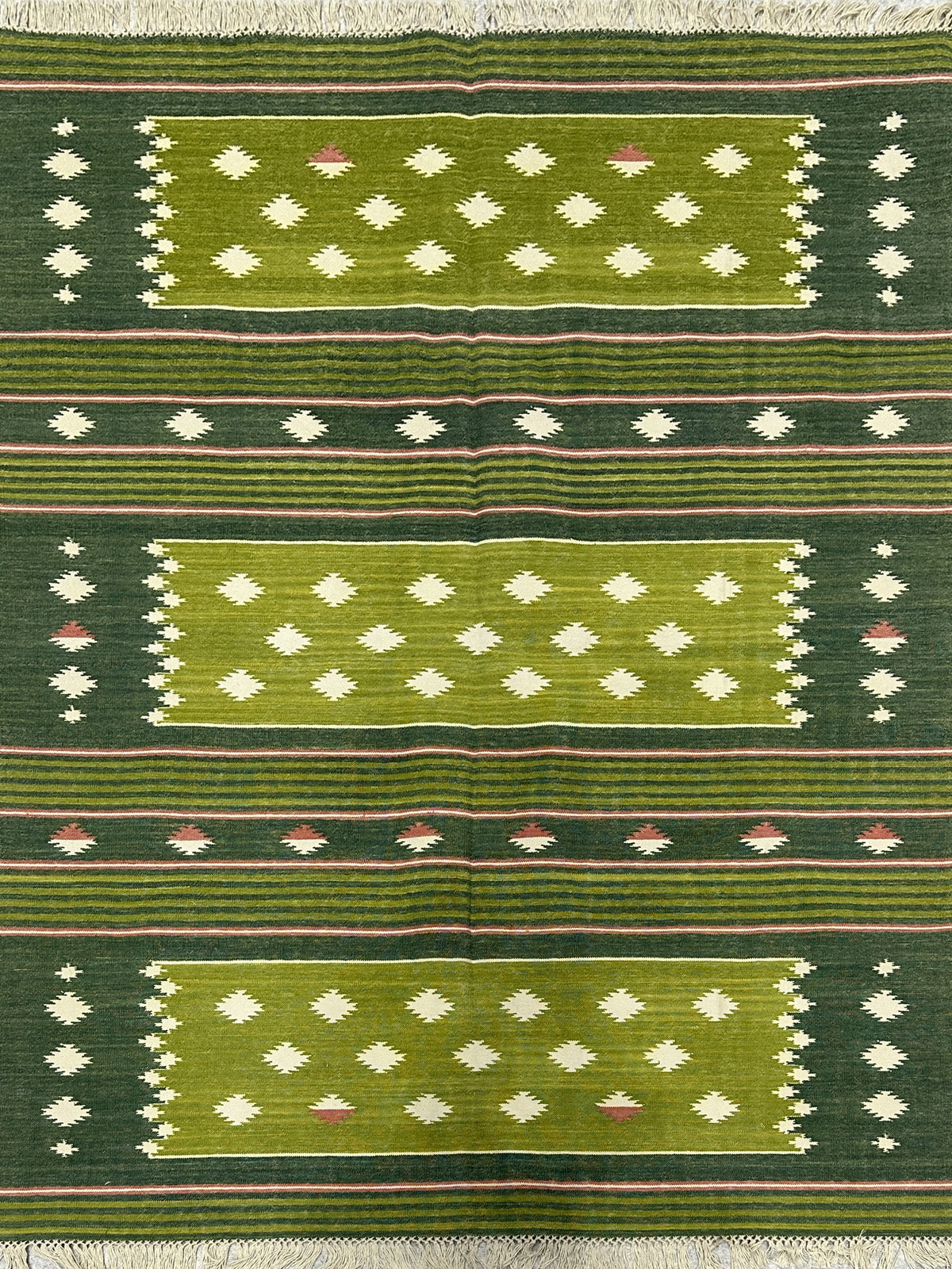 Meadow Essence Flatweave Rug cotton rug in green tones