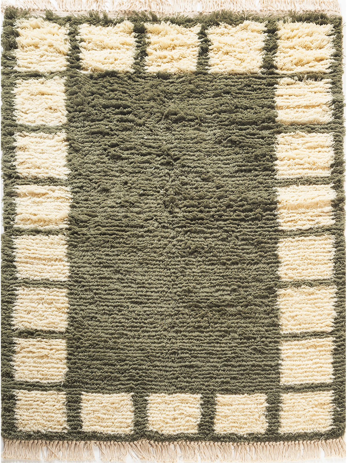 Meadow Frame Wool Rug wool rug in green tones