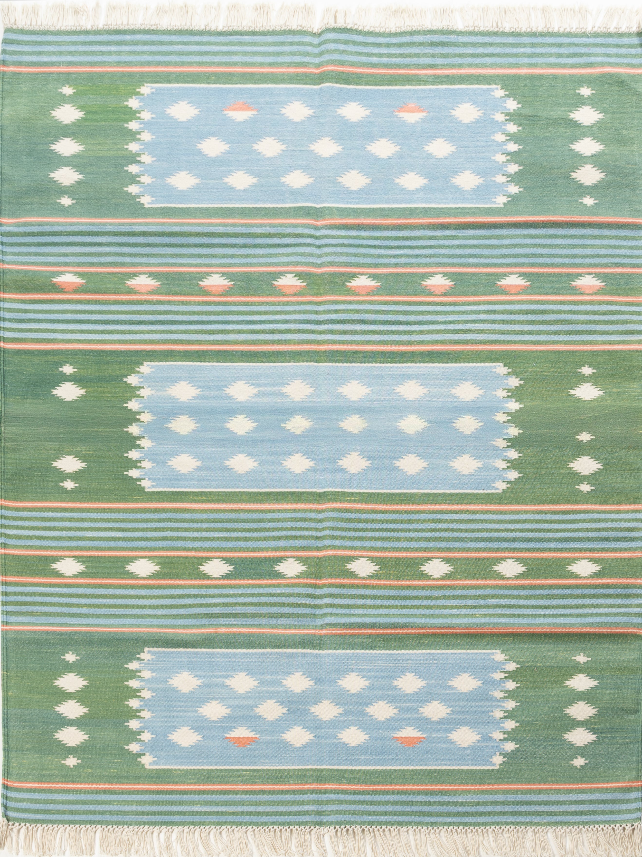 Meadow Mist Dhurrie Rug cotton rug in green tones