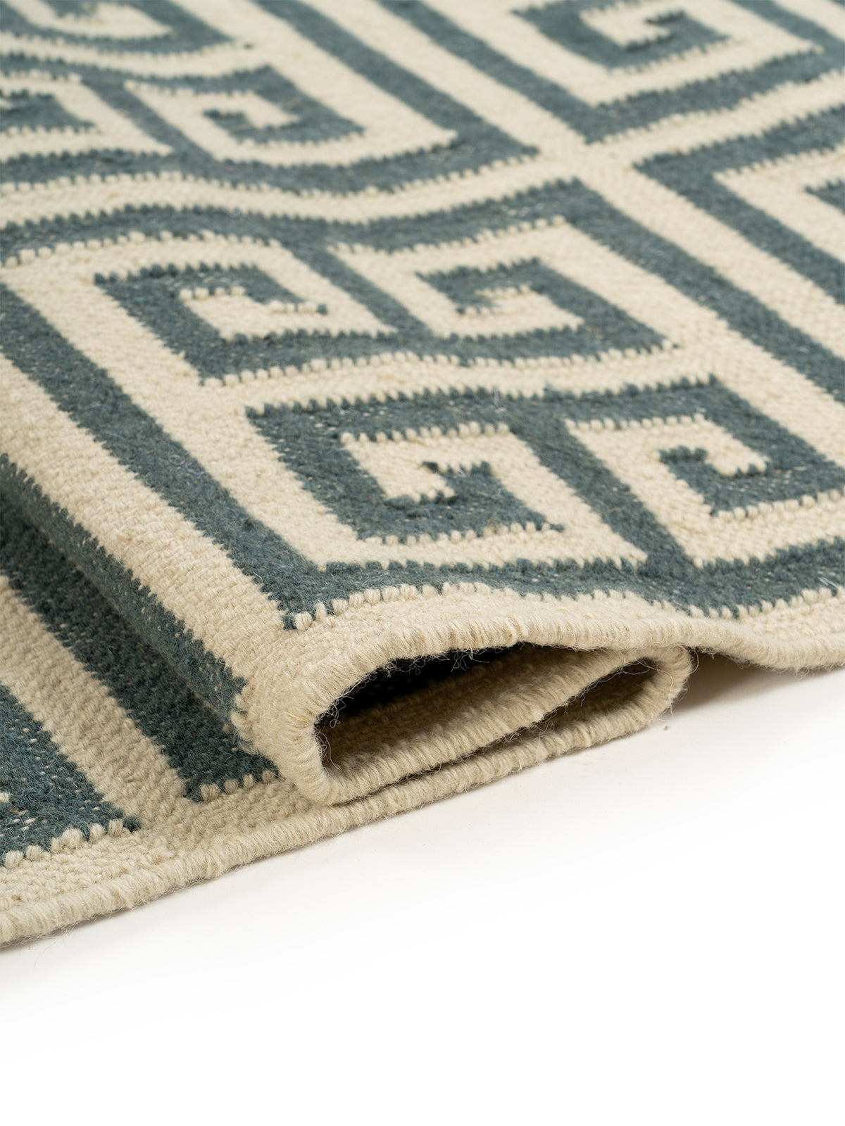 Meander Grid Wool Rug - additional product view showing the wool rug