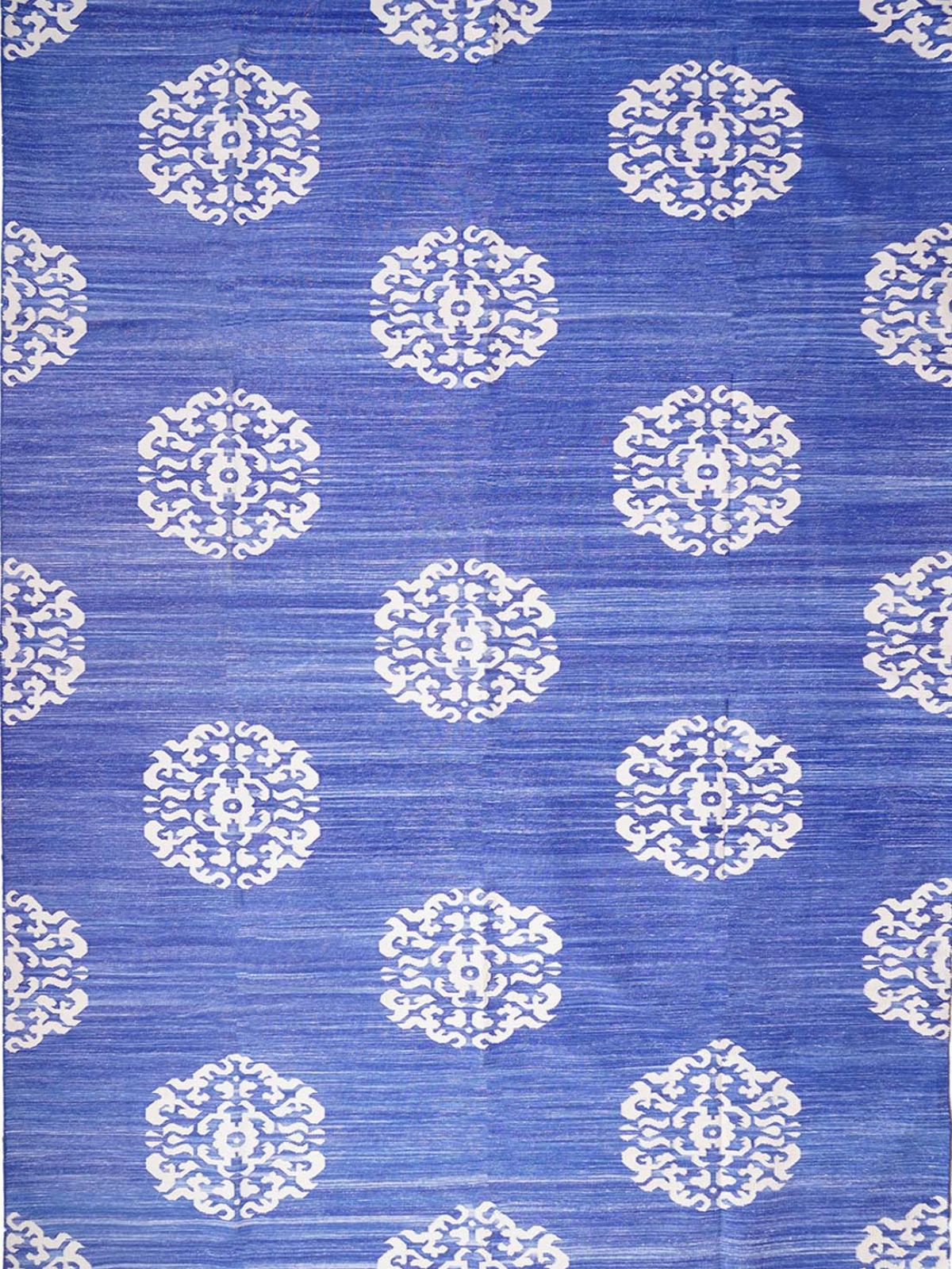 Medallion Flatweave rug-blue cotton rug in blue tones
