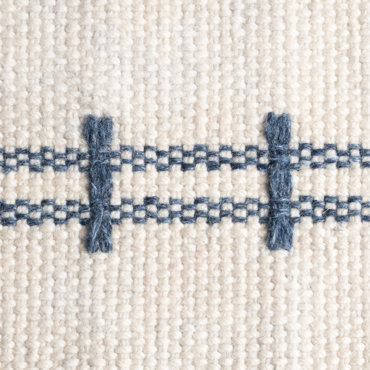 Meridian Loom : Latitude White close-up showing the wool weave and geometric motif