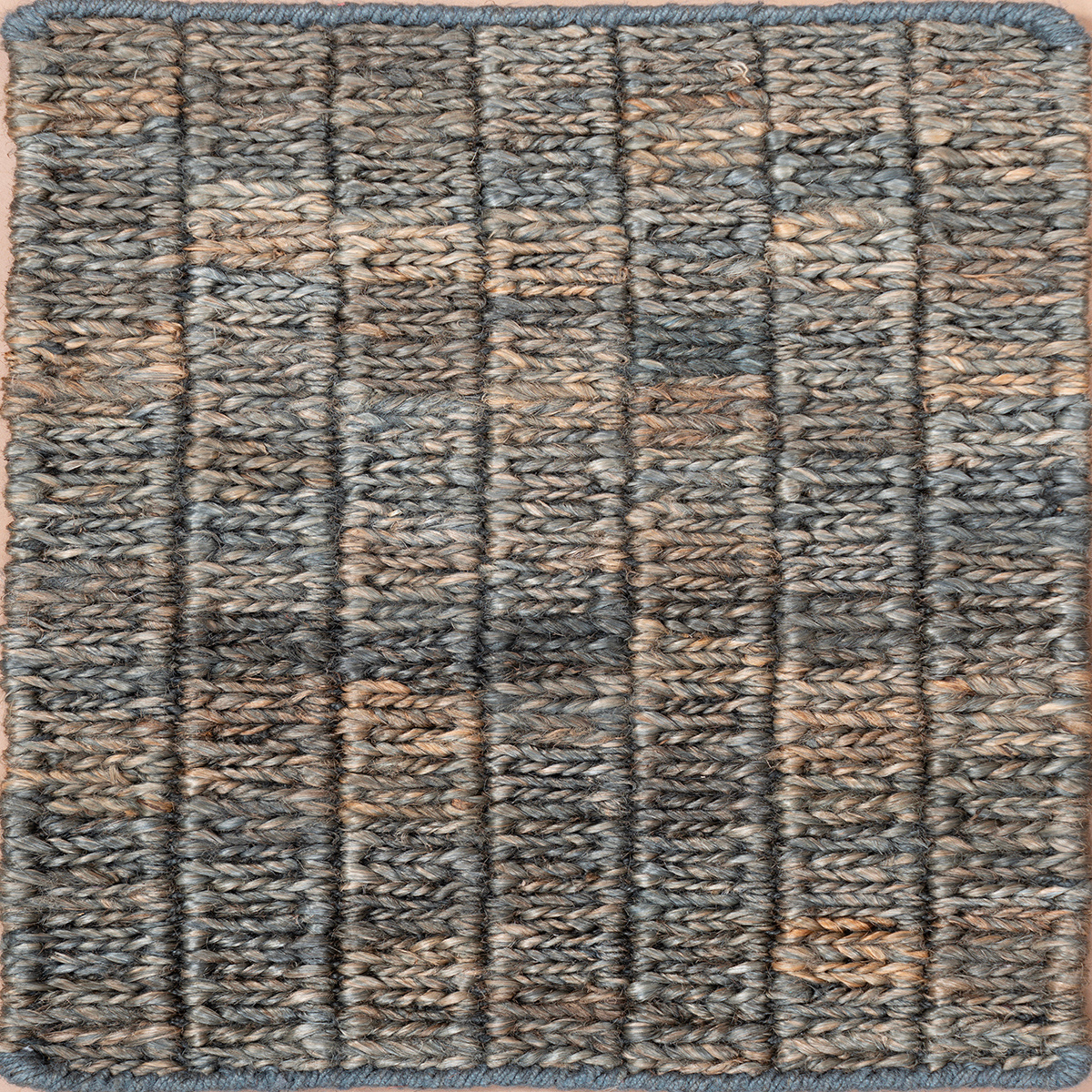 Mez Weaves - Slate Rib jute rug in grey tones, overhead view