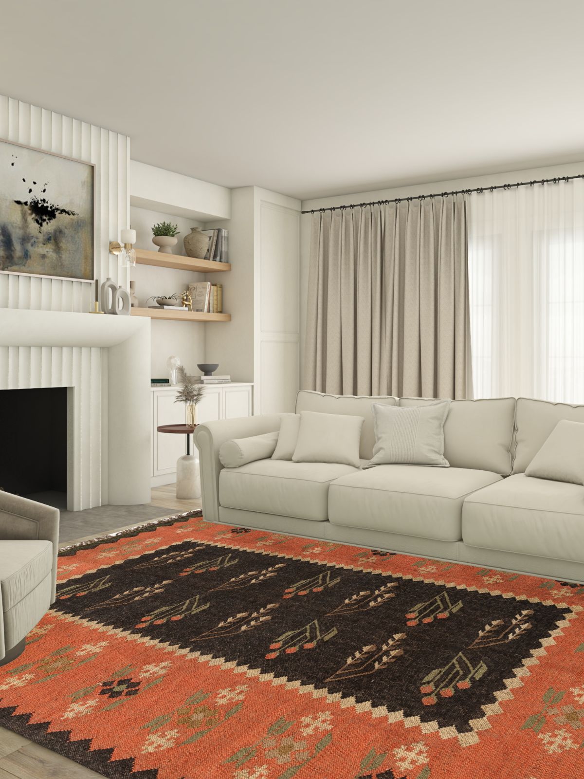 Midnight garden flatweave Rug - texture detail showing cotton surface
