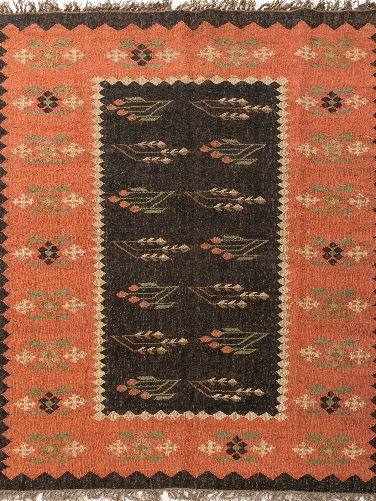 Midnight garden flatweave Rug cotton rug in Multicoloured tones