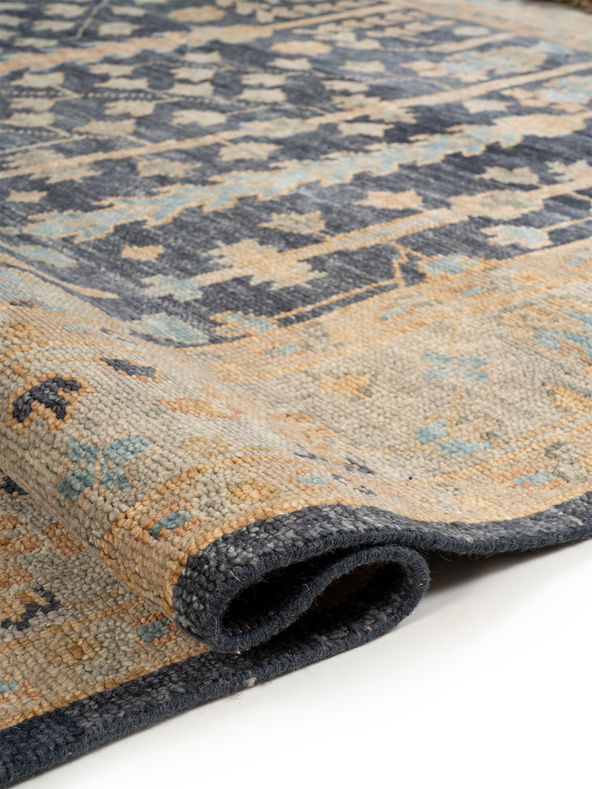 Midnight Garden Wool Rug - additional product view showing the handspun wool rug