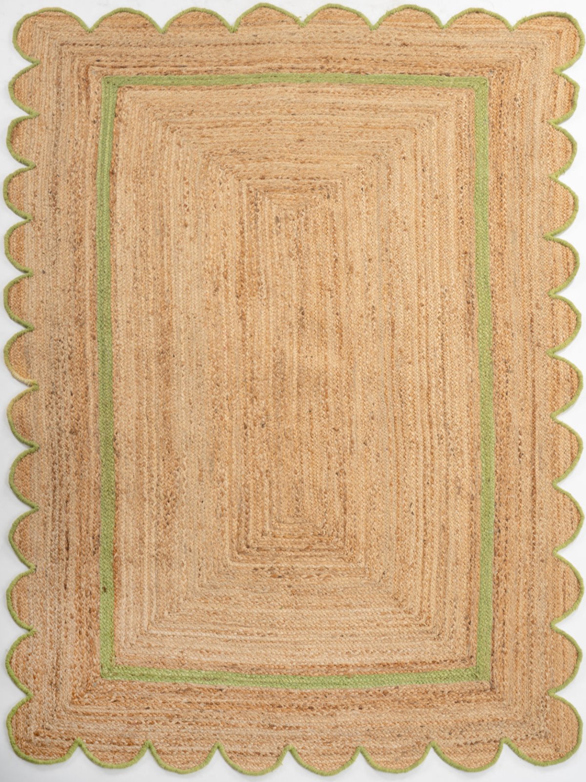 Moroni scalloped area rug-Leaf green cotton rug in green tones
