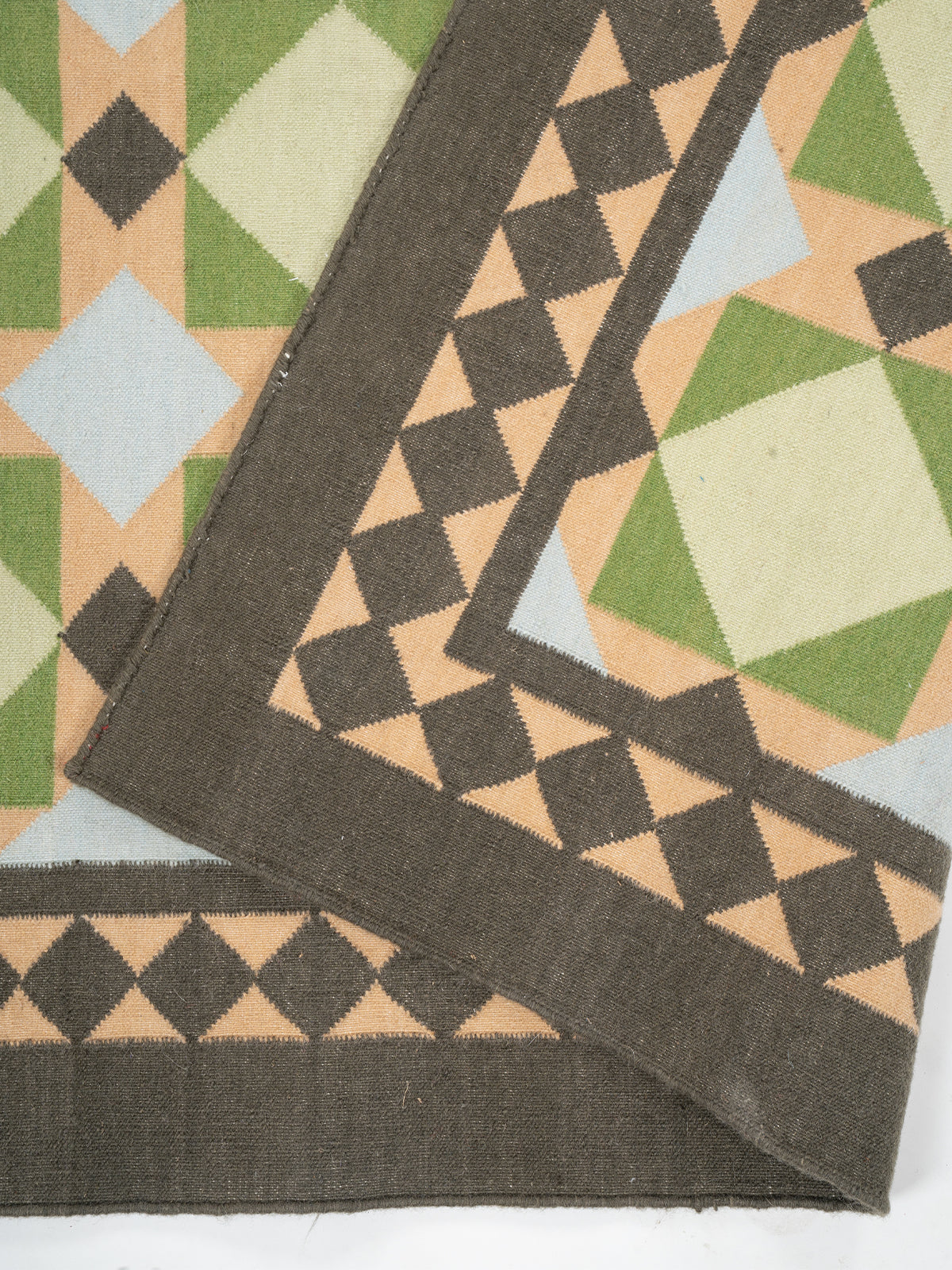 Mosaic Meadow Wool Rug-Sage detail of the geometric pattern in wool