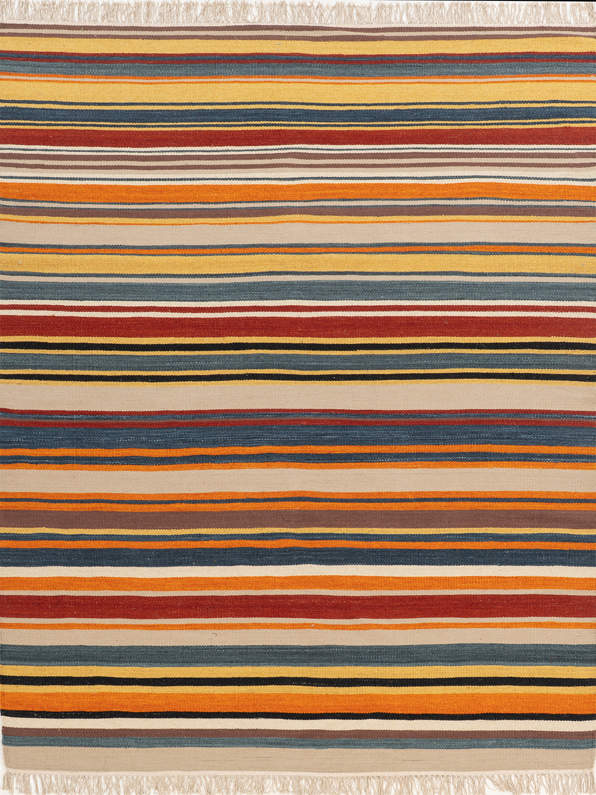 Multi-Stripe Wool Flatweave Rug wool rug in multicoloured tones
