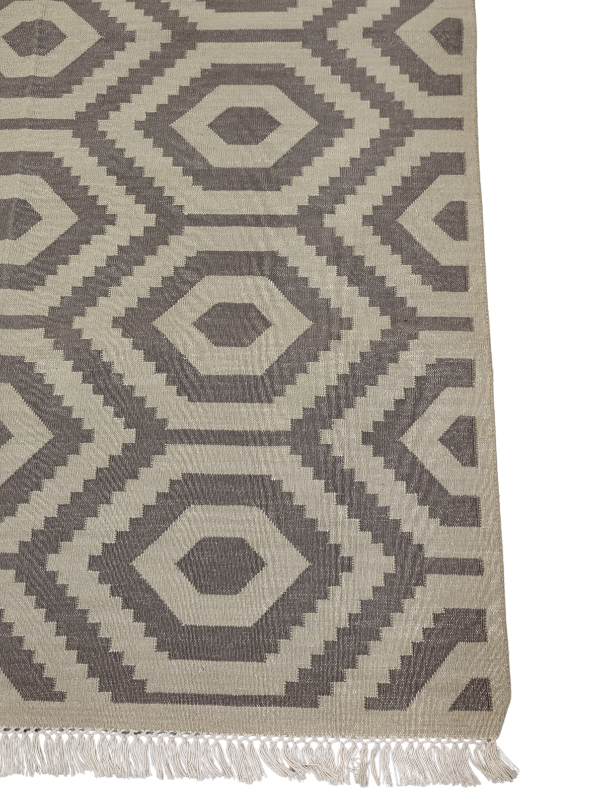 Mystic Grid Flatweave detail of the geometric pattern in cotton